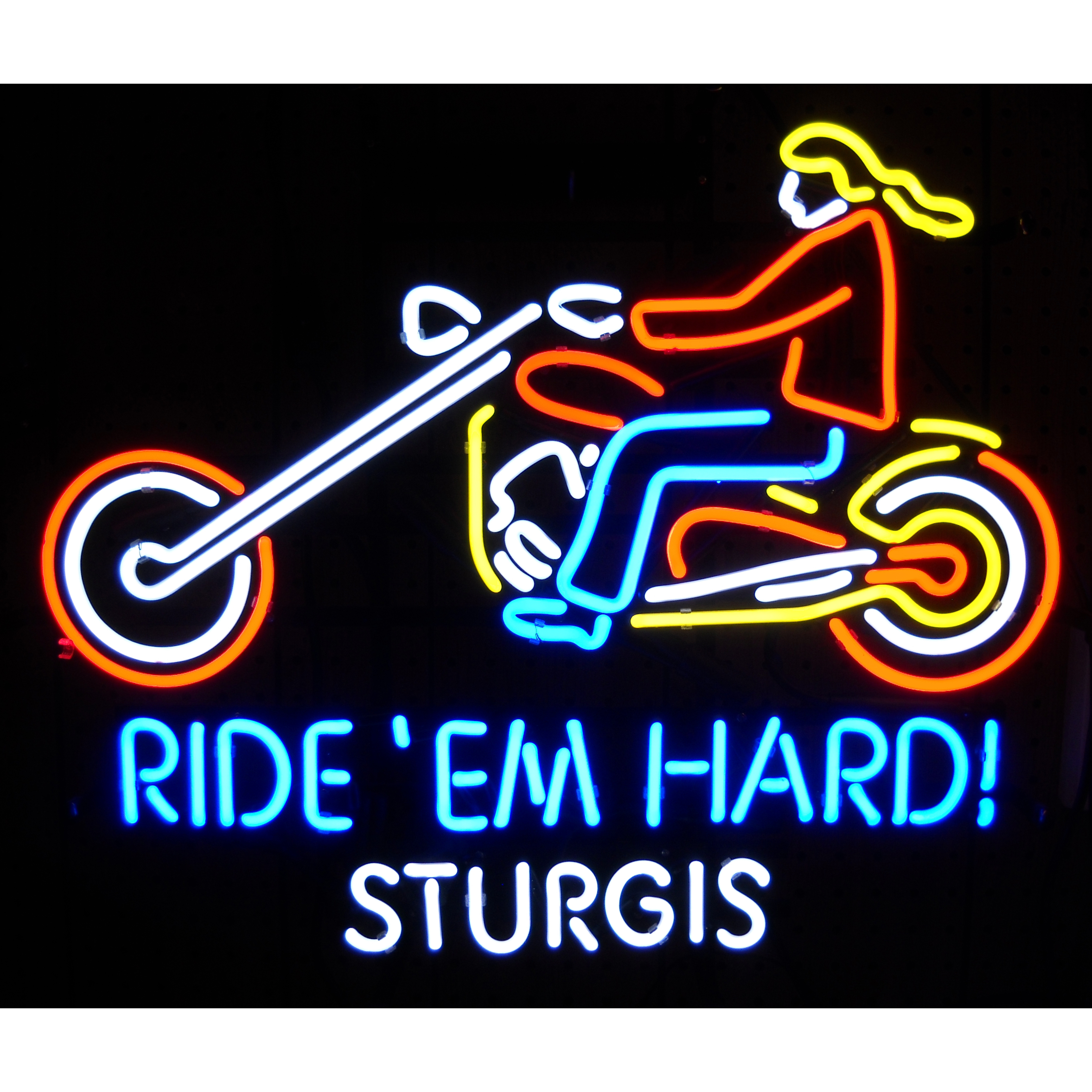 RIDE EM HARD STURGIS MOTOTCYLE NEON SIGN