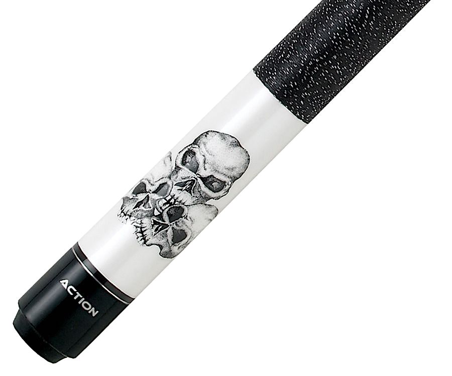 Action ADV60 Two-Piece Skulls White Stained Maple Billiards Pool Cue Stick